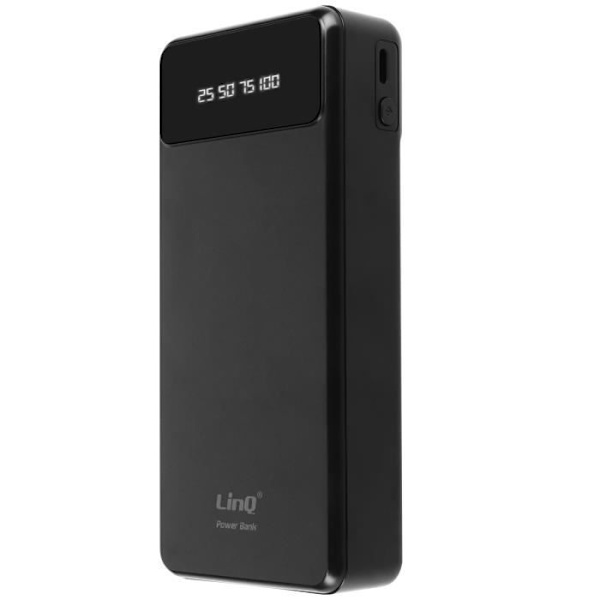 25800mAh reservbatteri, löstagbart 4 i 1-kabel och LinQ Compact USB-utgång Svart Svart