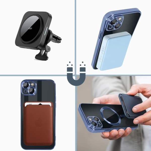 MagSafe-skal - AVIZAR - iPhone 13 - Silikon - Kromad - Kameraskydd Blå