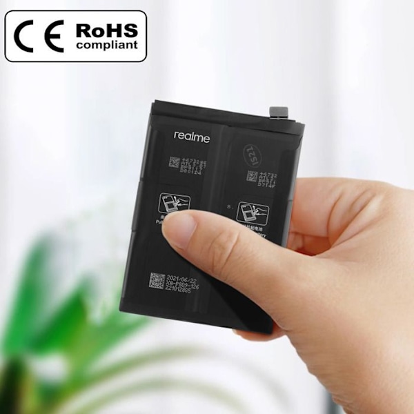 Internt batteri för Realme GT 2 Pro 5000mAh 100 % kompatibelt Ersätter BLP887 Svart