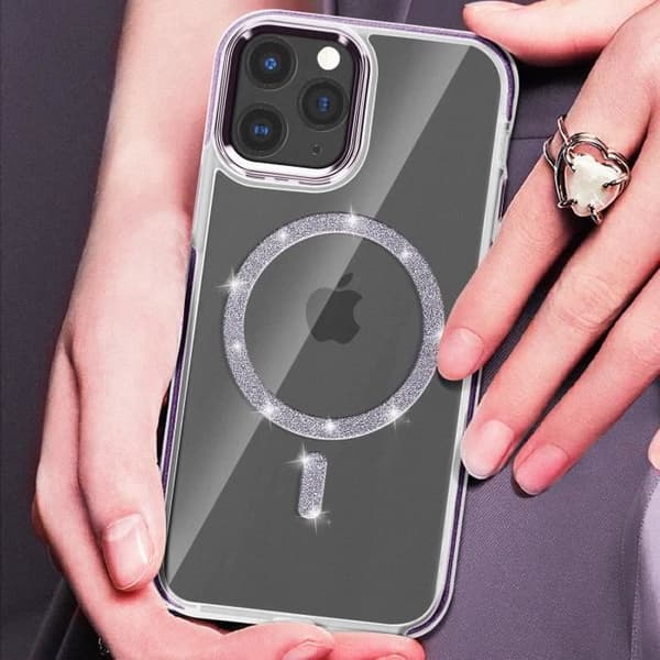 Coque MagSafe - Silikone - iPhone 11 Pro - Glitrende - Stødabsorberende - Beskyttelse af kamera Lila