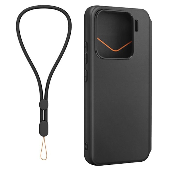 Etui til Xiaomi 15 Klap Kortholder med Håndledsrem Lavet til Xiaomi Sort Svart
