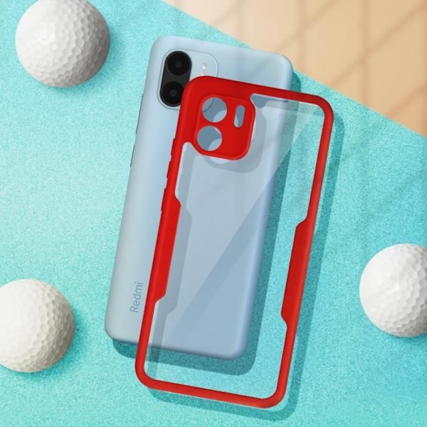 Kotelo Redmi A1:lle ja Redmi A2:lle - AVIZAR - Pleksilasi takaosa - Polymeerietuosa - Punainen ääriviiva Röd