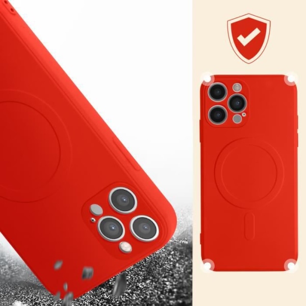 Fodral Magsafe iPhone 12 Pro Silikon Interiör Soft-touch Mag Cover rött
