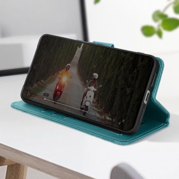 Cat Case til Google Pixel 8 Wallet Series Kawaii Cat Cover turkis Blå