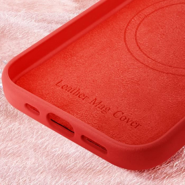 MagSafe Fodral till iPhone 16 Pro Max i högkvalitativt Veganskt Läder Röd