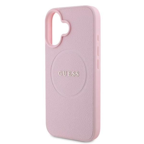 iPhone 16:n Takakotelo, jossa on Hienojakoinen Tekstuuri MagSafe Guess Vaaleanpunainen Rosa