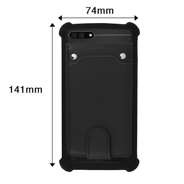 Smartphone-fodral - Universell - Svart silikon - 5,0" till 5,3" - Mjuk - Kortfack Svart