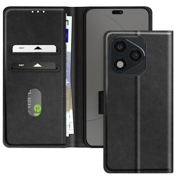 Honor 400 Lite Klapppussin Lompakko ja Videotuki Musta Svart