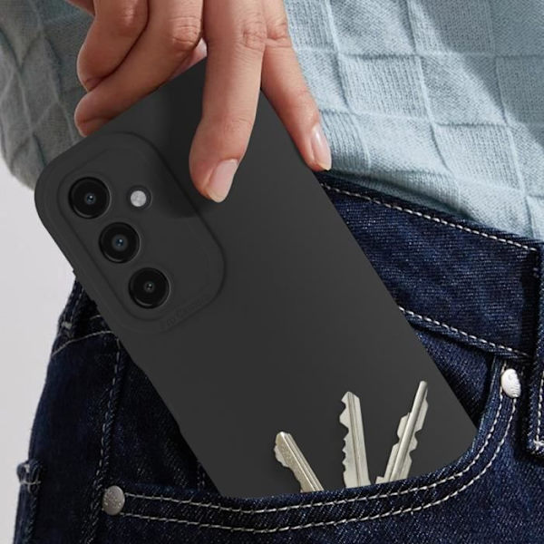 Fodral till Samsung Galaxy A15 Silikon Matt Kameraskydd Svart Svart