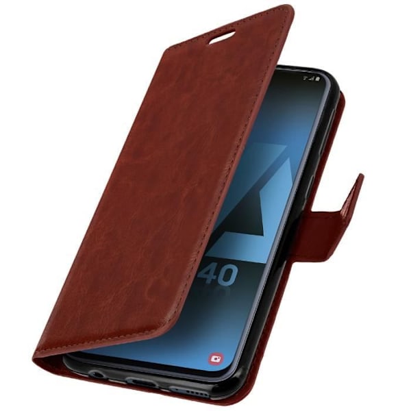 Plånboksfodral - AVIZAR - Galaxy A40 - Ekologisk läder - Brun - Videostöd kastanj