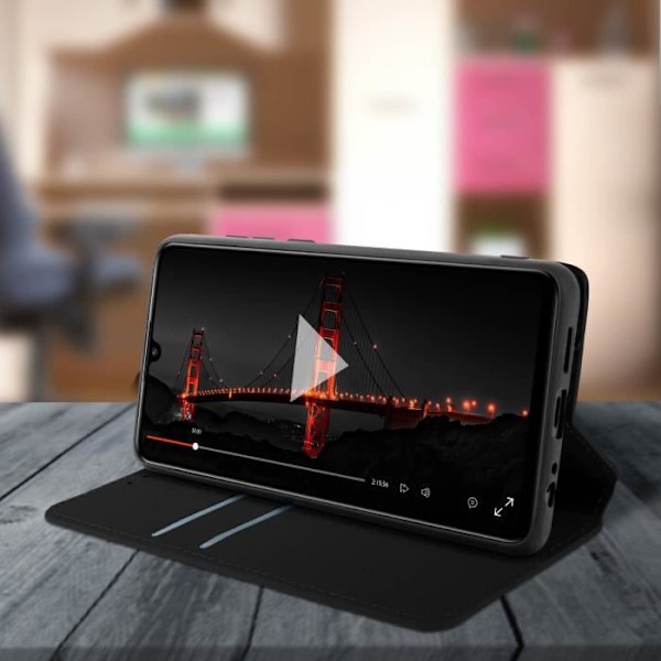 Housse - AVIZAR - Huawei P30 - Folio Bælteetui - Øko-læder - Sort Svart