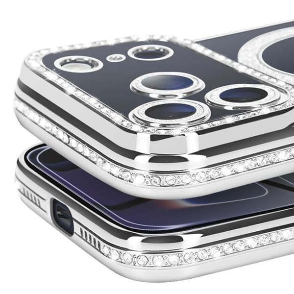 Cover til iPhone 17 Pro Max - AVIZAR - MagSafe - Sølvstrassé Form - Stødbeskyttelse - Elegant Grå