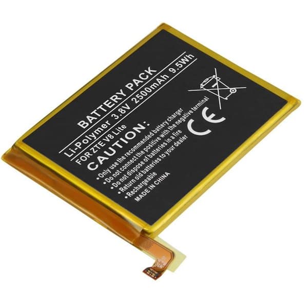 Batteri - AVIZAR - ZTE V8 Lite - 2500mAh - 3,8V - Li-Polymer - Sort Svart