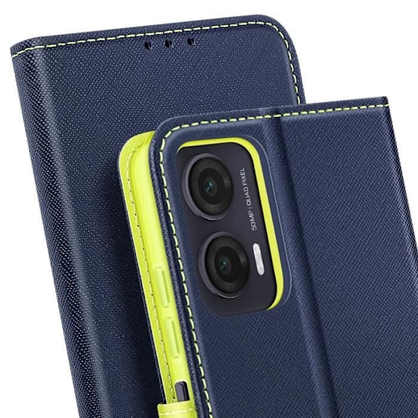 Étui til Motorola Moto G35 Læder Portefølje Saffiano Fancy Mørkeblå Blå