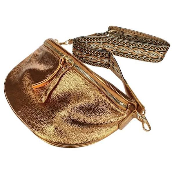 Galantry brons geometriskt mönster Crossbody bältesväska - Brun - Syntet - Vuxen - Blixtlås - Blandat kastanj