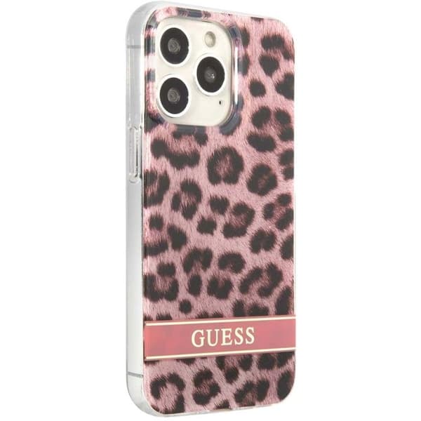 Guess Leopard Electro Stripe - Cover til iPhone 13 Pro (Rosa) - 3666339047504