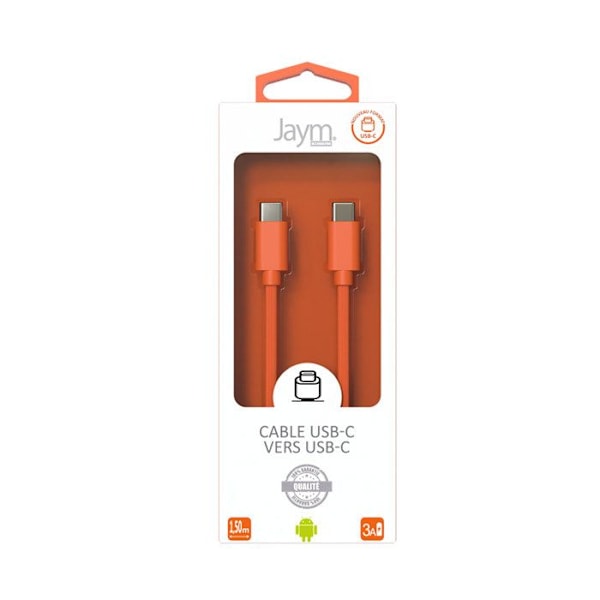 USB-C till USB-C 3A Laddning och Synkronisering Collection POP 1,5m Jaym Orange Orange