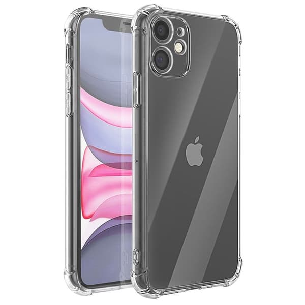 Silicone cover til iPhone 11 med forstærkede stødabsorberende hjørner Mayaxess Transparent Vit