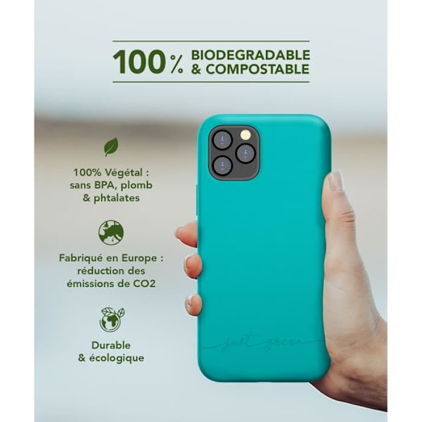 Coque - Just Green - Blue Lagoon - Biologisk nedbrydelig - Fleksibel - iPhone 12 / 12 Pro Blå