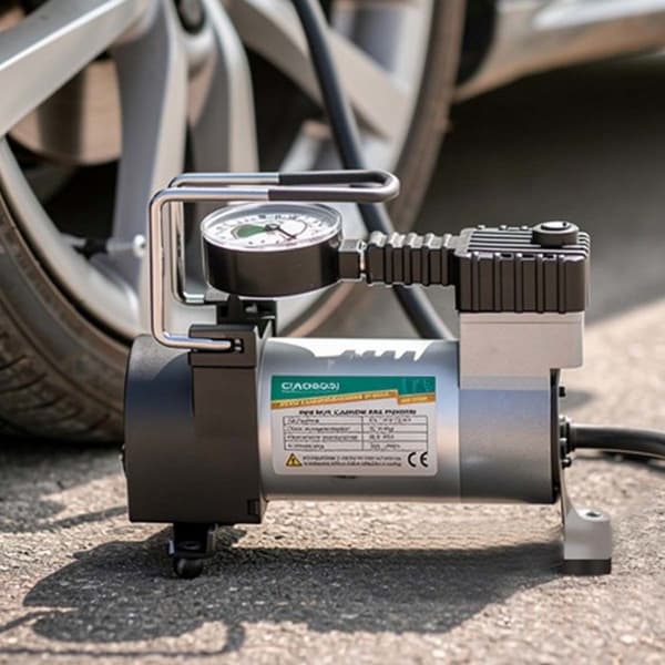 Bärbar luftkompressor - AVIZAR - 12V/120W - 250 PSI - Analog manometer - ABS/metall
