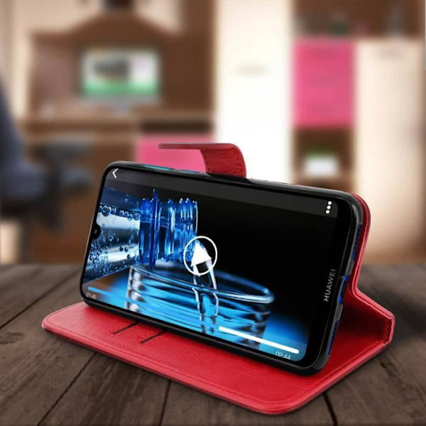 Huawei Y7 2019 AVIZAR etui - Rød - Standfunktion - Opbevaringsplads Röd