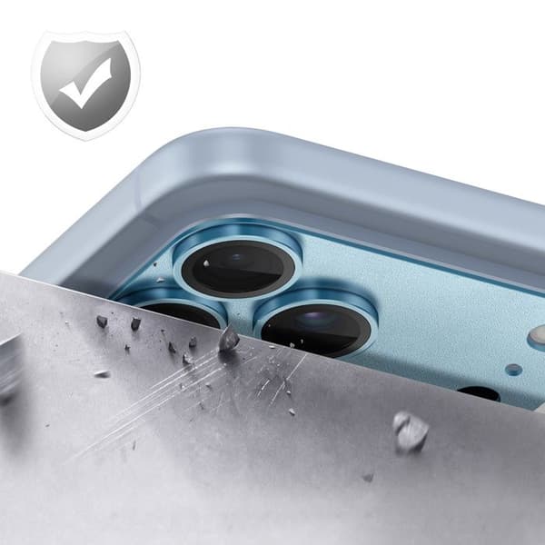 Skyddskamera för iPhone 18 Pro i härdat glas och aluminium 9H ljusblå Blå
