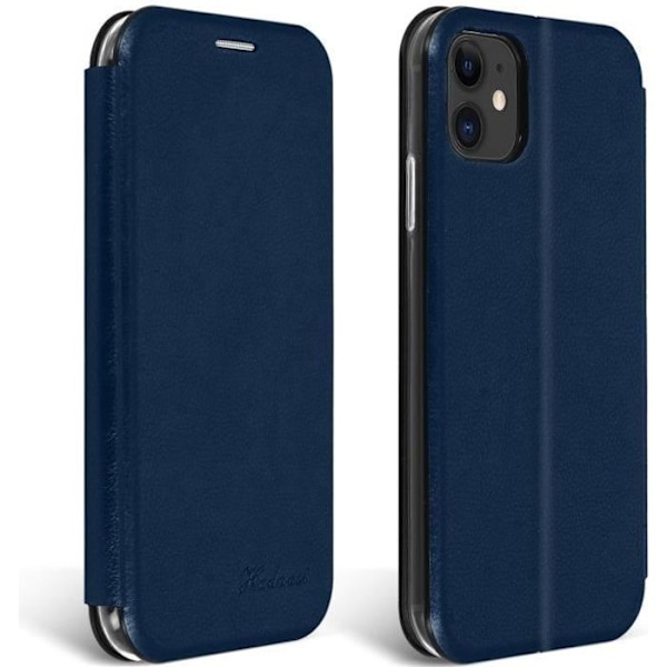 Etui - AVIZAR - iPhone 11 - Øko-læder Textureret - Klap - Kortholder - Stand Blå Blå
