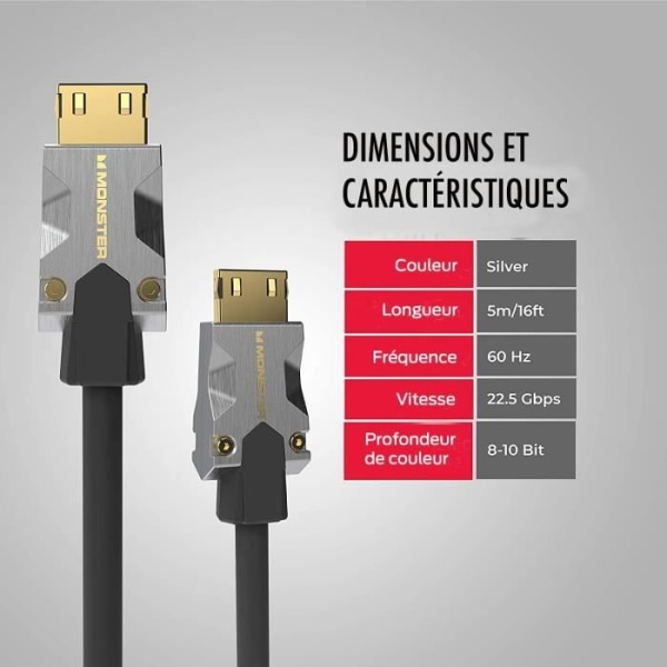 MONSTER M1000 UHD 4K HDR 22,5GBPS HDMI-kabel - 5m