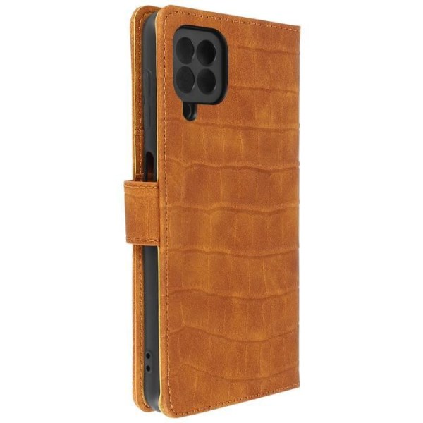 Etui för Samsung Galaxy A22/M32 - AVIZAR - Krokodil Effekt - Plånbok - Videostöd - Bruna kastanj