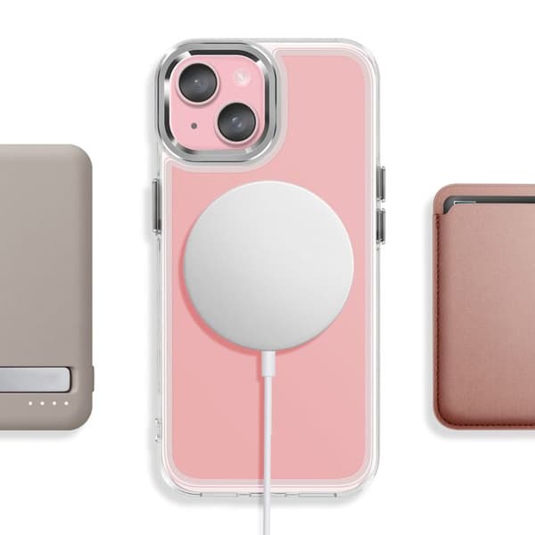 MagSafe-skal för iPhone 15 Plus / 14 Plus Förstärkt Bi-material Skydd Rosa Ros
