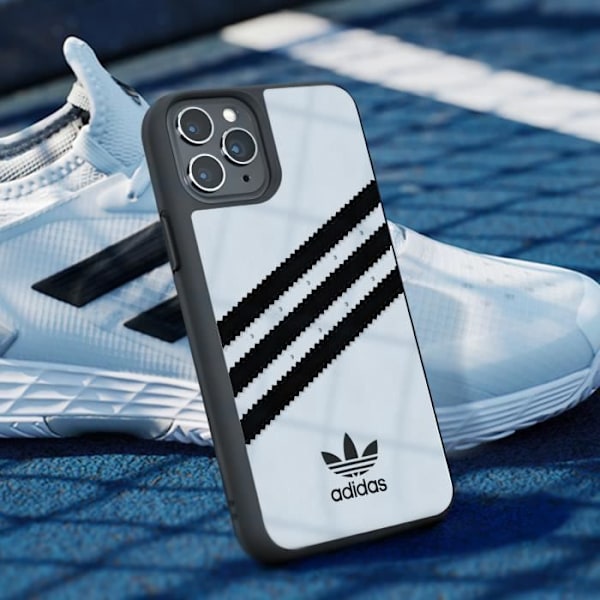 Suojakuori iPhone 11 Pro Max:lle Raised Edges 3 Stripes Adidas White