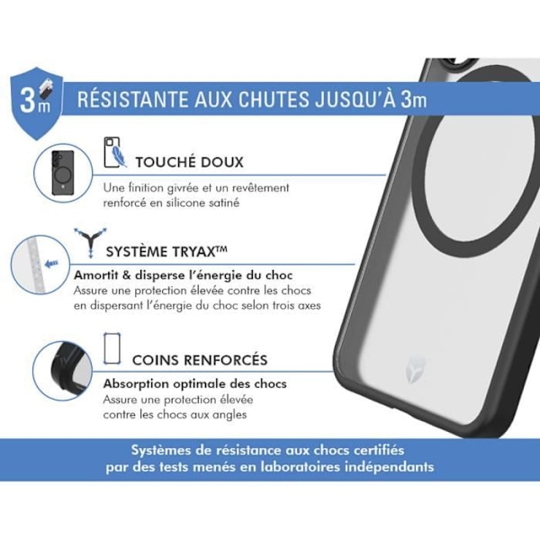 Coque - FORCE CASE - Samsung Galaxy S24 FE - Luftfrost Förstärkt - Kompatibel med MagSafe - Svart Transparent