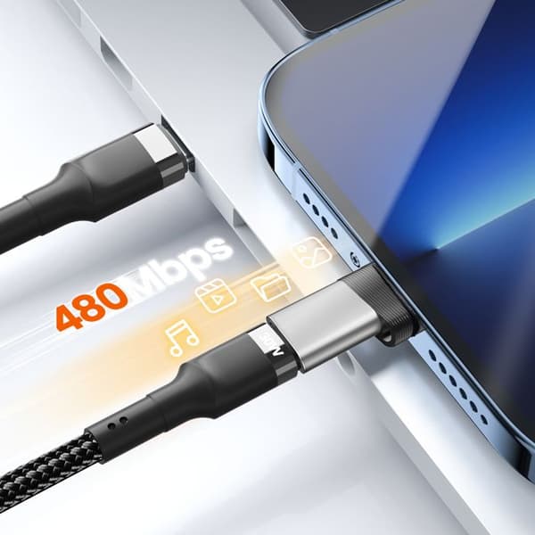 USB-C til Lightning Hurtig Opladeradapter 30W PD og Overførsel 480Mbps LinQ Sølv Grå