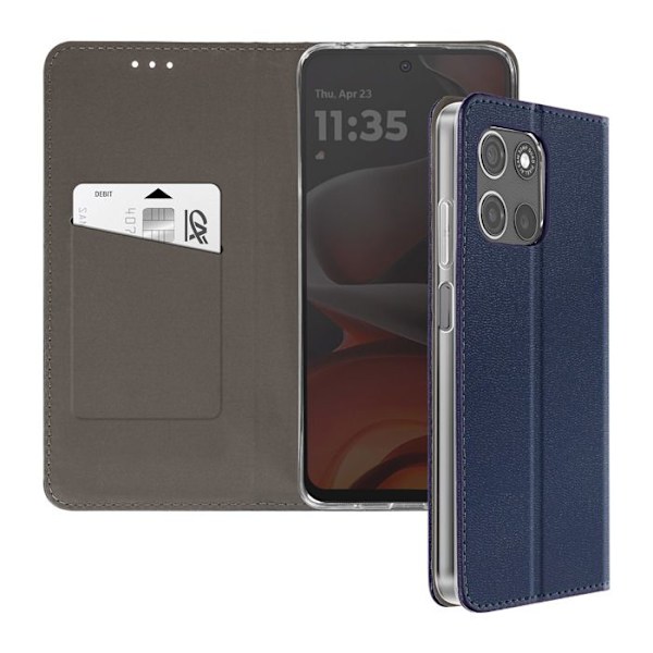 Étui til Motorola Moto G15 og G15 Power Magnetisk Tegnebog Mørkeblå Blå