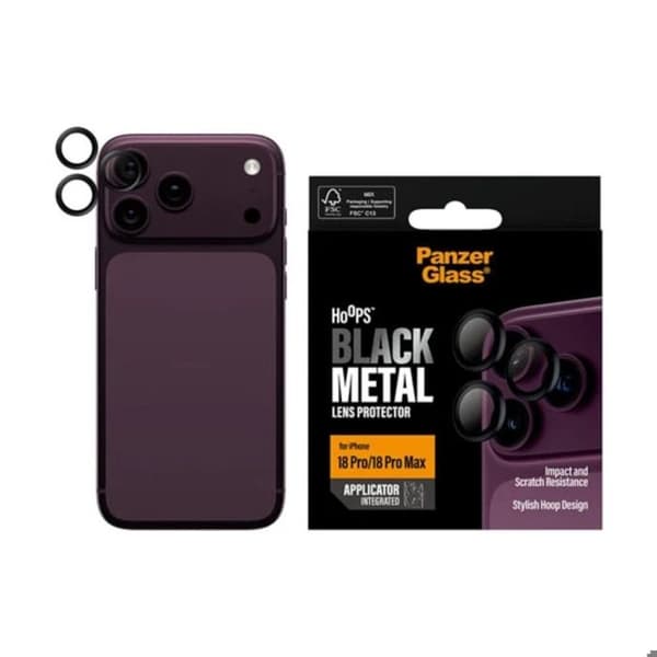Beskyttelse af kameraobjektiv til iPhone 18 Pro / 18 Pro Max serie Hoops Panzer Glass Sort