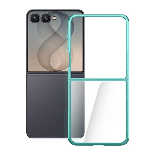 Sammenfoldelig cover til Galaxy Z Flip 8 med anker og grøn kromkant Grön