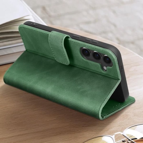 Etui til Samsung S24 Plus - AVIZAR - Wallet Flip Video Support - Grøn - Syntetisk - Flap Grön