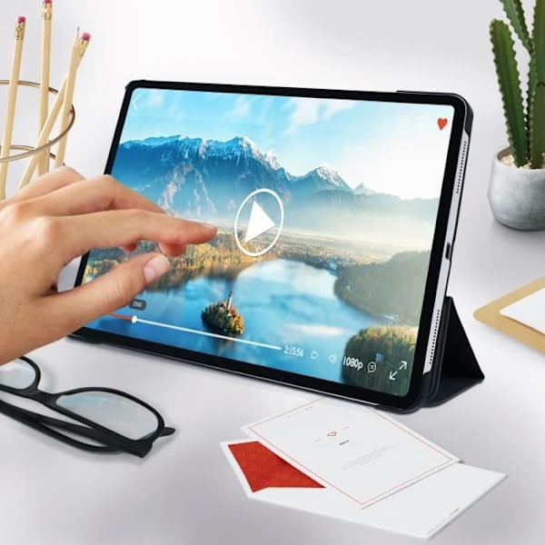 Etui - AVIZAR - iPad Pro 12.9 2020/2018 - Tunn Design - Videostöd - Inbyggt Tangentbord Svart