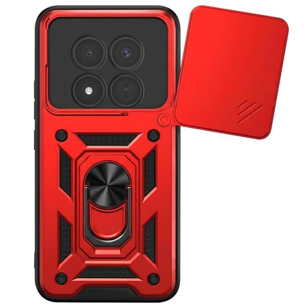 Coque Ring til Redmi Note 15 Pro Plus 5G med Skydelåg til Kamera Mayaxess Rød Röd