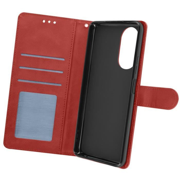 Fodral för Oppo A58 Handledsrem Flip Wallet Stand Red Röd