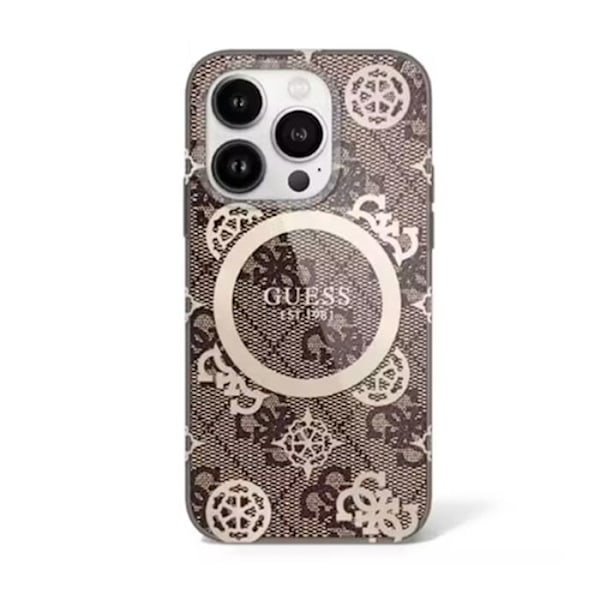 iPhone 16 Pro -kotelo - Guess IML Peony 4G MagSafe -taustalla (GUHMP16LH4PYEEW) - ruskea