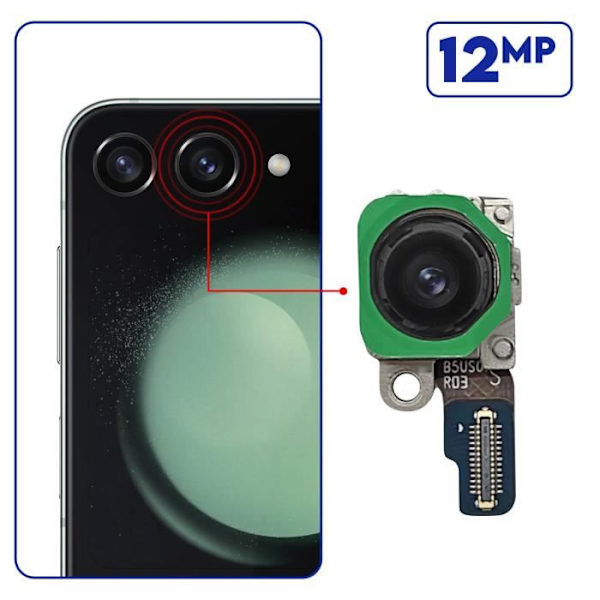 Takakamera Galaxy Z Flip 5 12MP laajakulmasensorille Alkuperäinen Samsung Svart