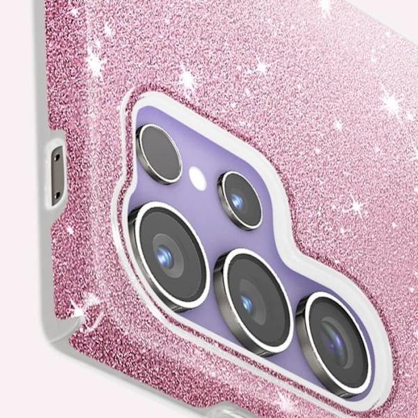 Kotelo - AVIZAR - Samsung Galaxy S24 Ultra - Glitter - Puolijäykkä silikoni - Hieno vaaleanpunainen Rosa