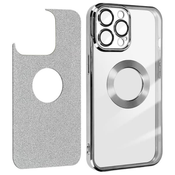 Coque iPhone 13 Pro Max - Protecam Spark - Glittrande Silver - Silikongel - Skyddad Kamera - Kromad Design Pengar