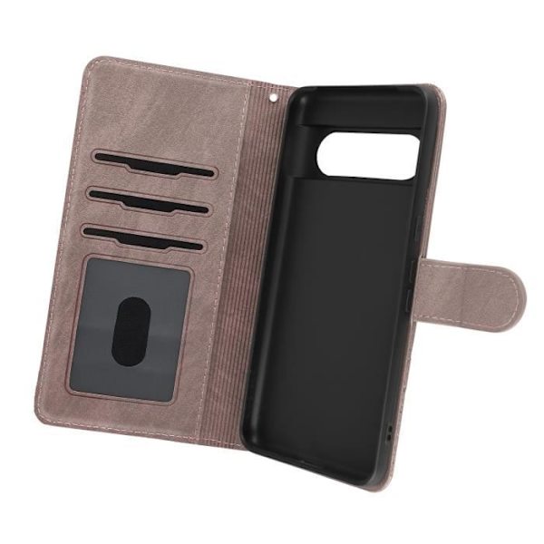 Cat Case Google Pixel 8 Wallet Series Kawaii Cat Cover vaaleanpunainen harmaa Lila