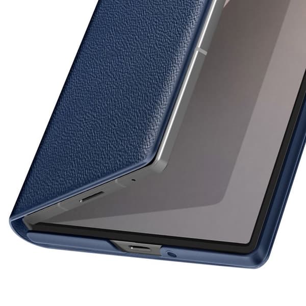 Fönsterfodral - AVIZAR - Galaxy Z Fold7 - Mörkblå - Kortplats - Ställfunktion Blå