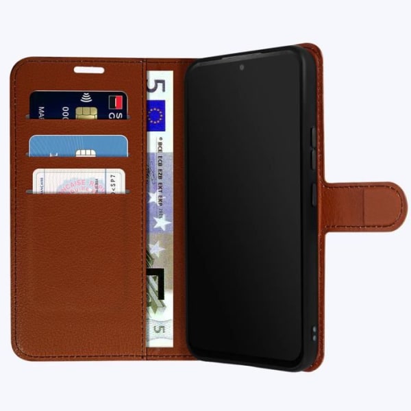 Samsung Galaxy A54 5G Fodral Support Videoplånbok Faux Leather Litchi Brown