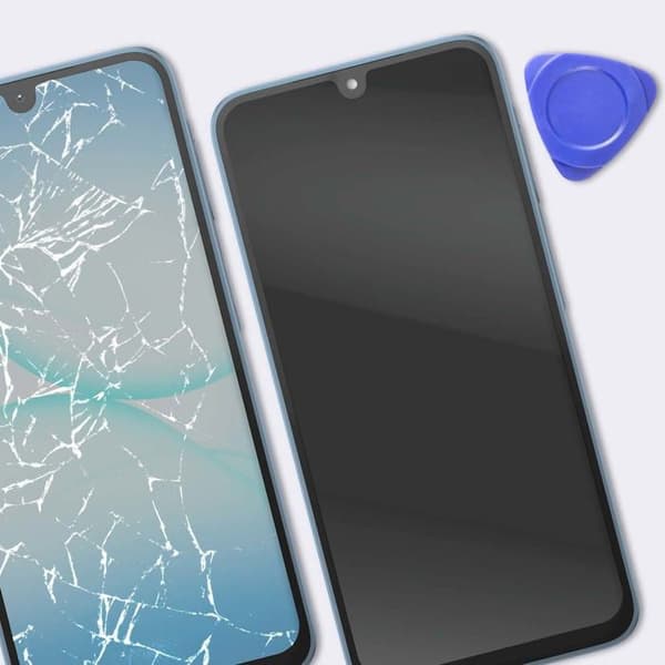 Täydellinen OLED-näyttö Galaxy A17 4G:lle vaaleansinisellä kehällä Blå
