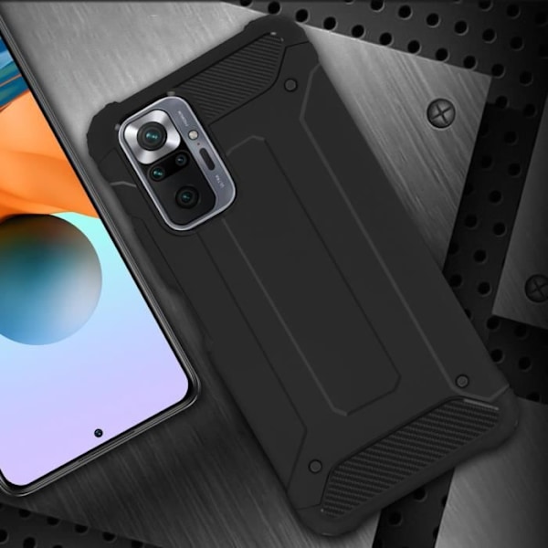 Coque - Xiaomi - Redmi Note 10 Pro - Stötresistent - Hybrid - Design med Relief Svart