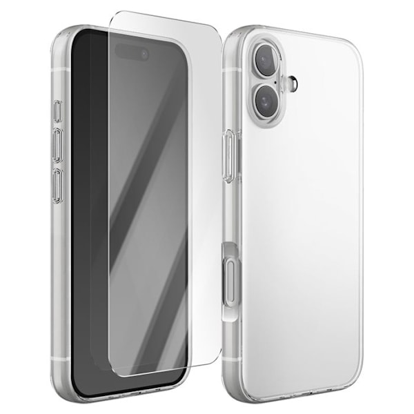 iPhone 16 Suojapakkaus TPU Pehmeä Kuori ja 7H Karkaistu Lasi Moxie Läpinäkyvä Vit